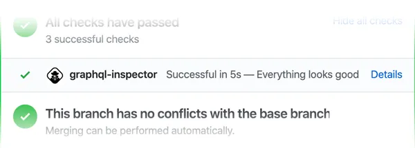 A pull request check reporting a successful schema validation
