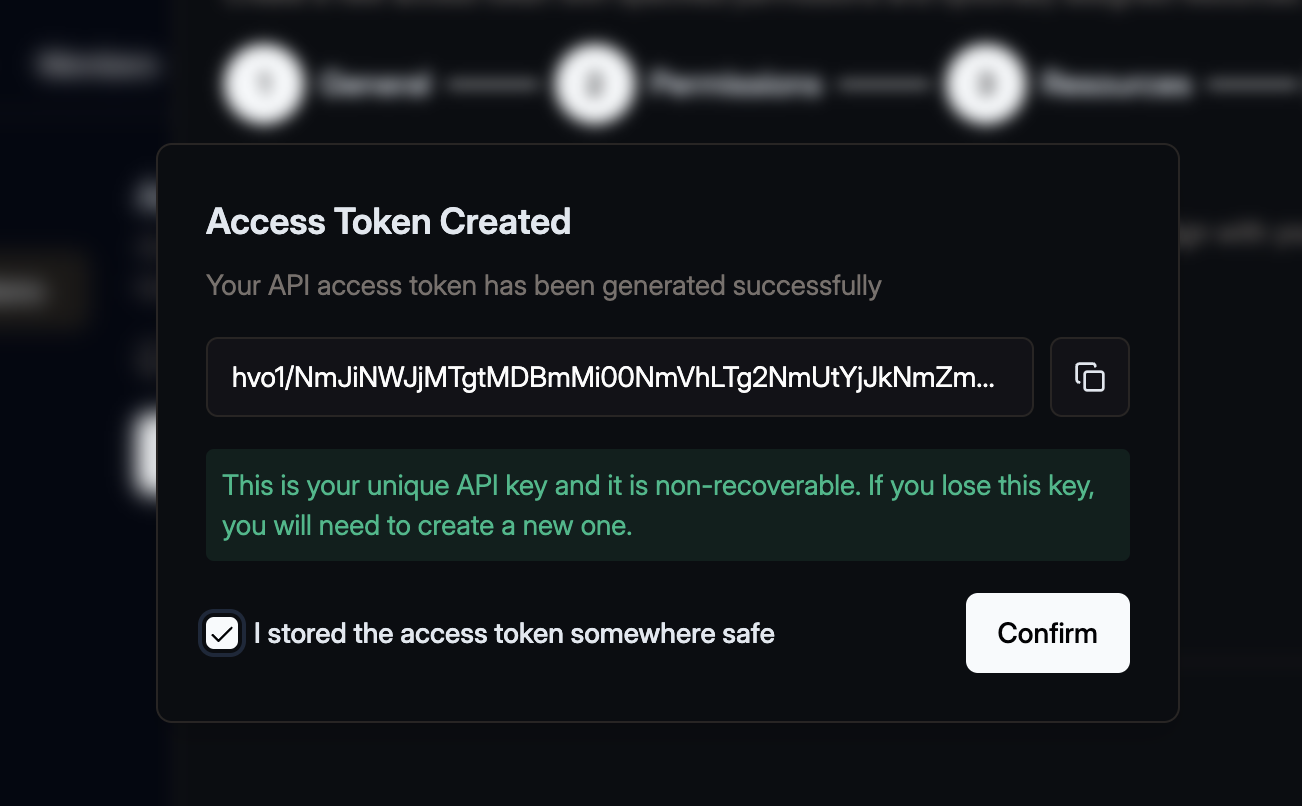 Successful access token creation