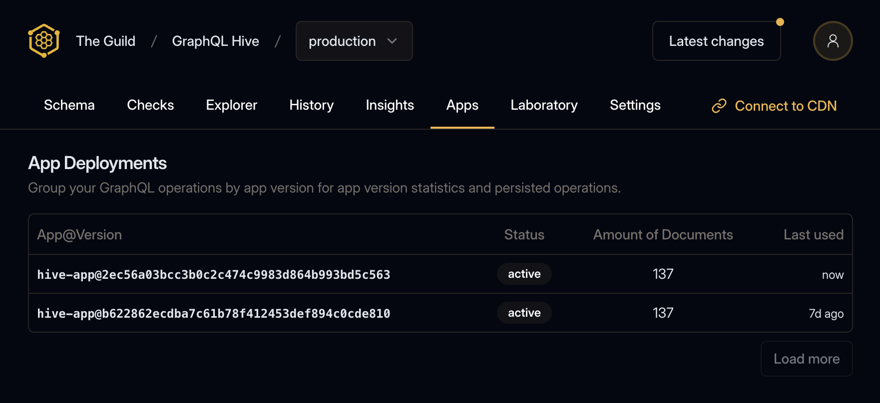 App Deployments on Hive Dashboard