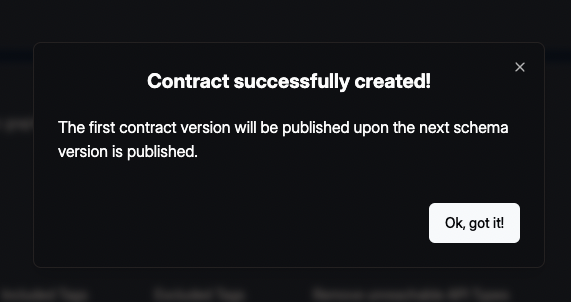 create schema contract confirmation modal