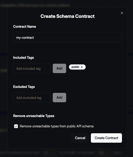 Create Schema Contract Modal