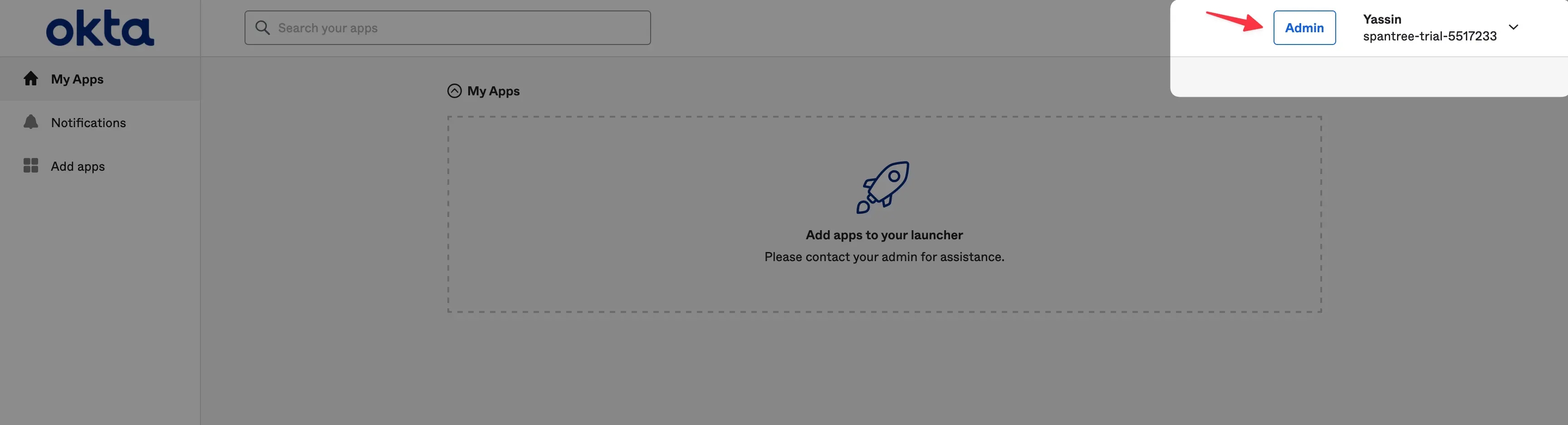 Okta Admin Button