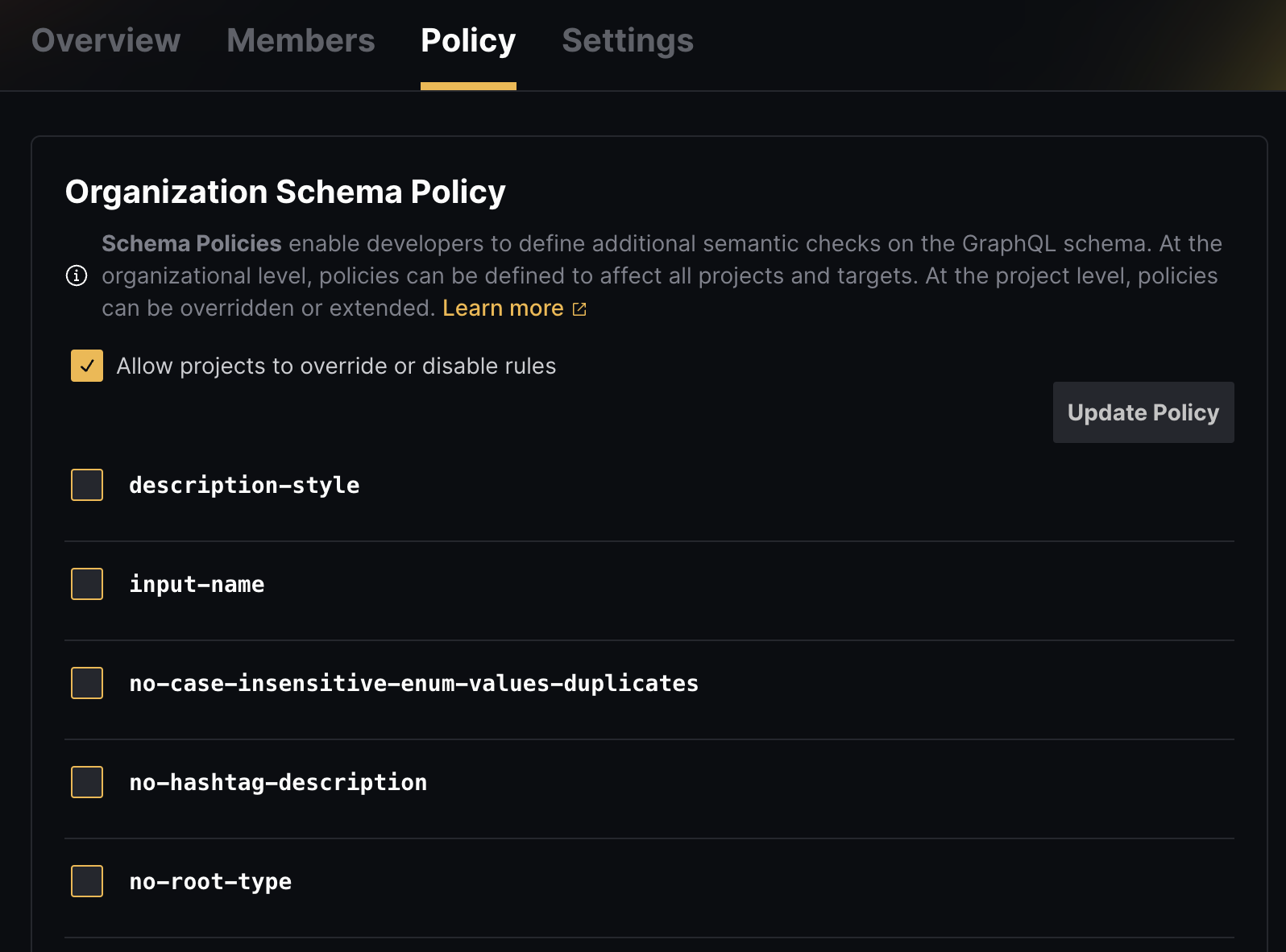 Schema Policy Overview
