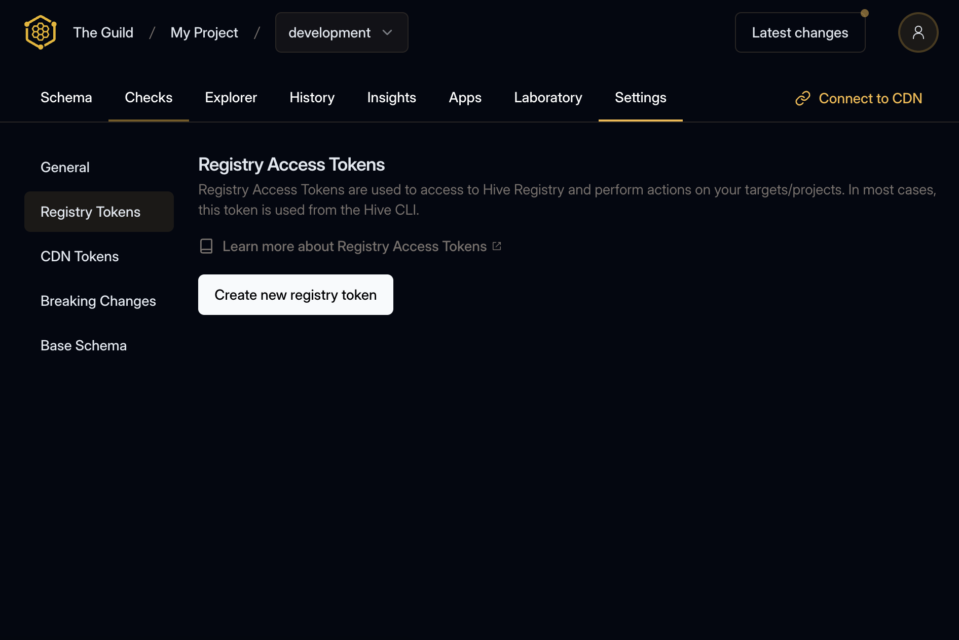 Target settings for registry token management