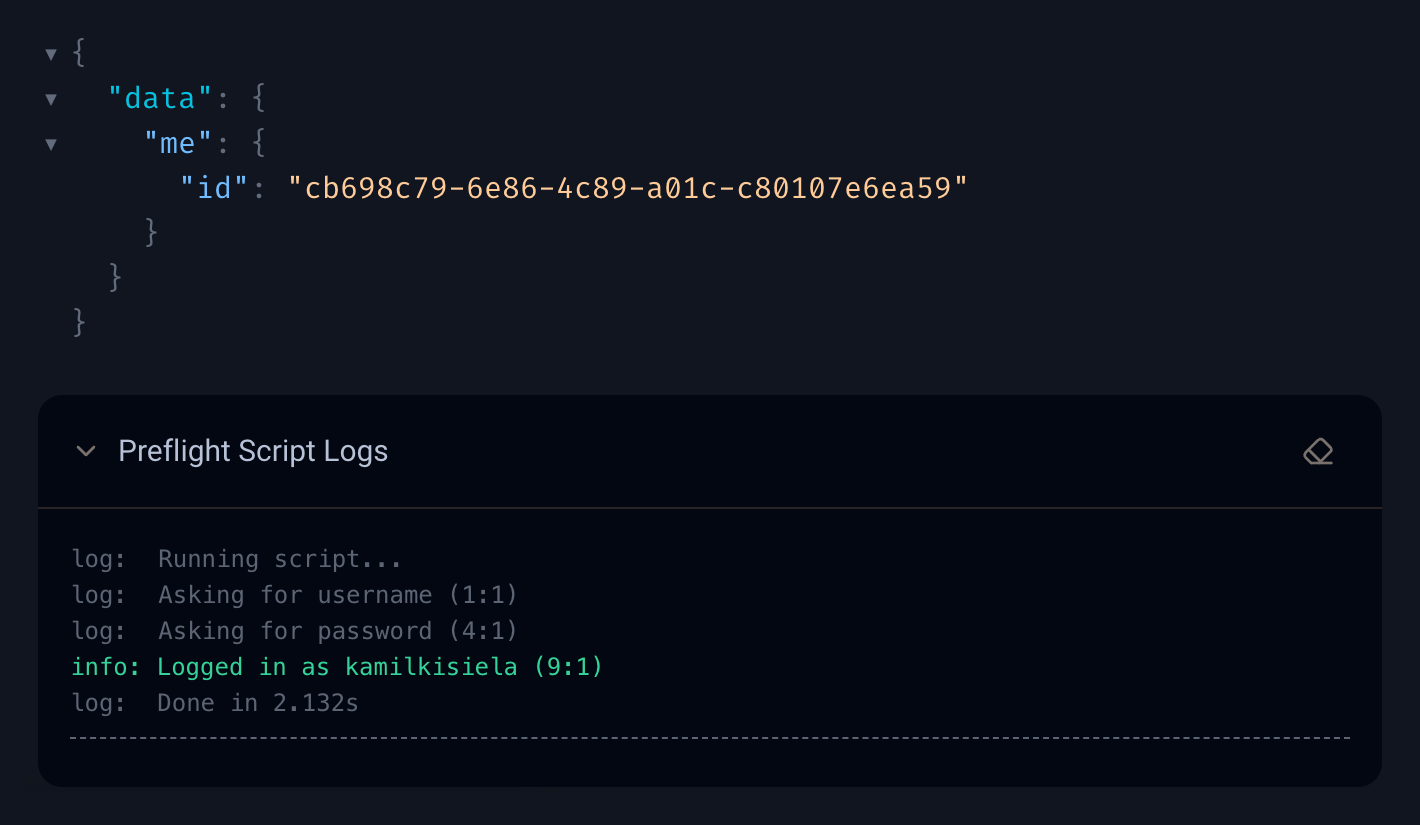 Preflight Script Logs Panel