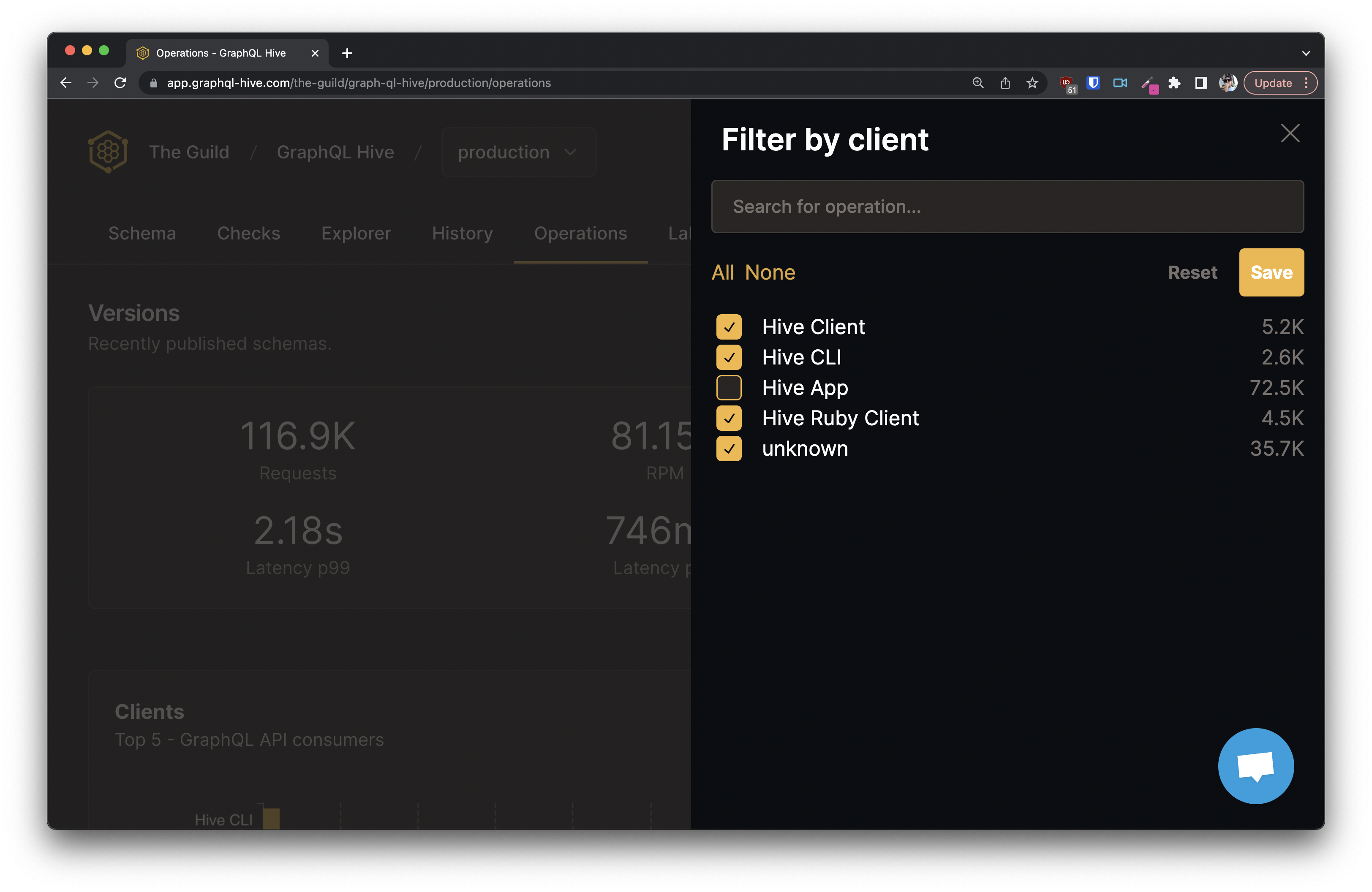 Filter Operations by Client