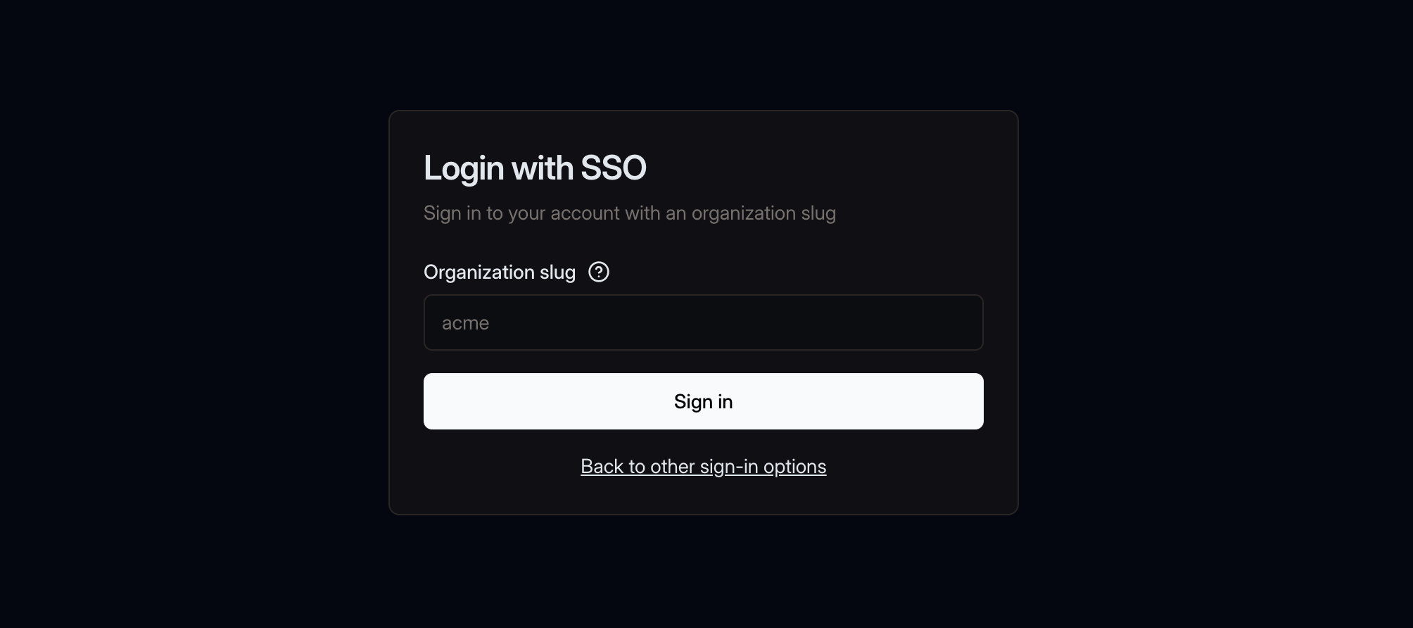 SSO Login page